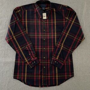 Vintage‎ 90s Cambridge Classics Shirt Men M Navy Plaid Long Sleeve Button Down